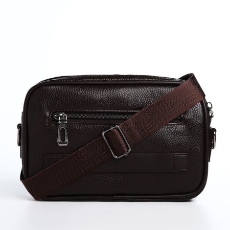 Male bag over the shoulder, artificial leather, brown color-2