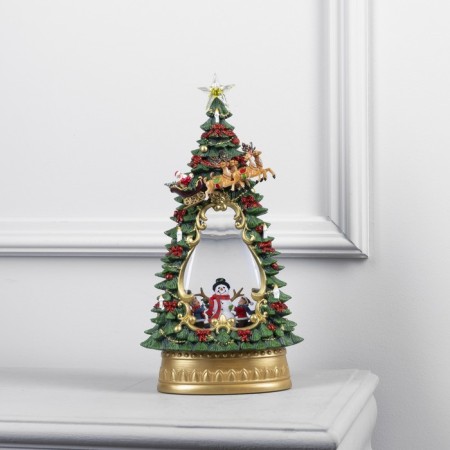 LED figure “Christmas tree with children and snowman” 19 × 35 × 11 cm, plastic, AAX3 batteries (not complete), USB, glow warm white-1