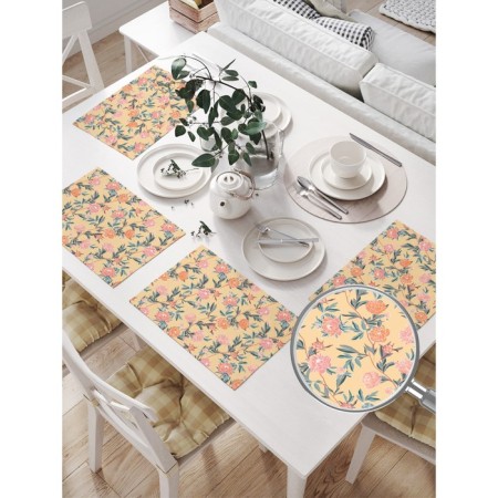 A set of napkins for setting the table "Flower weaving", rectangular, size 32x46 cm, 4 pcs-1