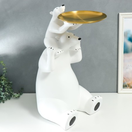 Souvenir Polystone stand "White Bear on the neck of the dad" d = 26 cm 70x37x33 cm-1