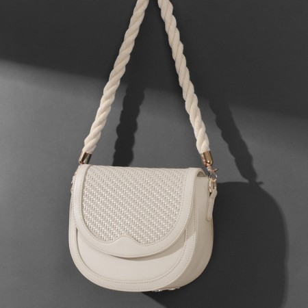 Handle for a bag, rope, 60 × 1.5 cm, with carbines, cream/gold color-3