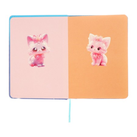 Notebook Gift Book 96l, line, colored cut, PVC Cat cover 3D (17.7x12.4cm)-6