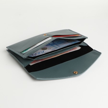 Women's wallet on the button, blue color-3