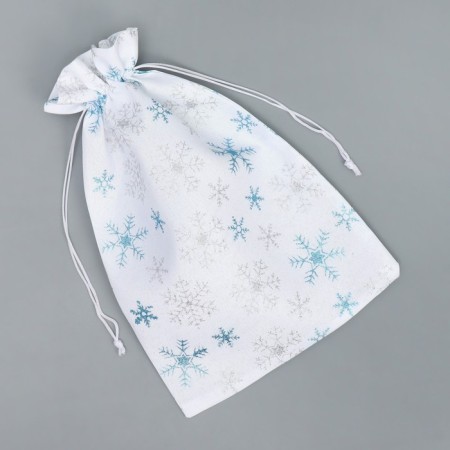 Bag gift canvas "New Year's miracle", snowflakes, 20 x 30 cm +/- 1.5 cm, New Year-3