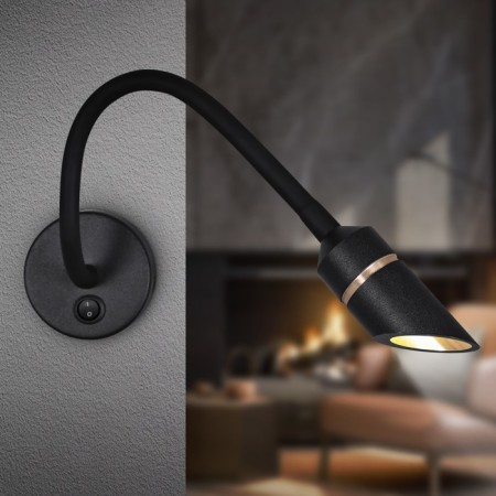 Lamp wall era WL47 BK, 70x70x400 mm, IP20, LED, 3W, 210LM, 3000K, black color black