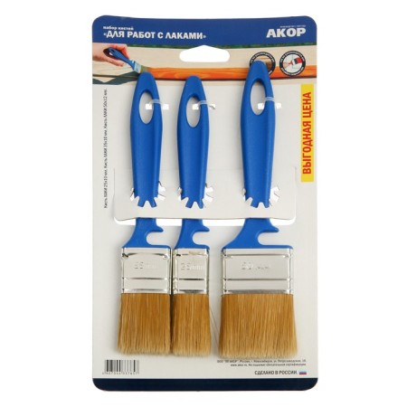 Set of brushes "Akor", natural bristles, plastic handle, 25, 35, 50 mm, 3 pcs.-2