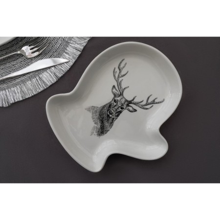 Serving share "Santa Claus and Deer", 20.5 × 17.5 × 3 cm, white color-6