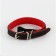 Set of a collar (34-45x2 cm) and a leash (120x0.8 cm) with a scythe, black with red