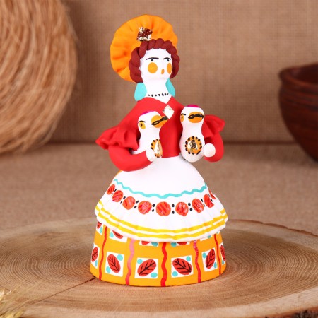 Dymkovo toy "Peasant with ducks", 16 cm, mix-2