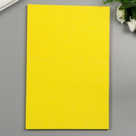 Foamiran "neon shine - yellow" adhesive base, 2 mm format A4 (set of 5 sheets)-1
