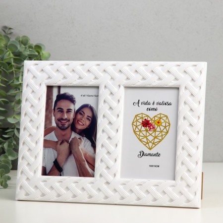 Photo frame plastic in 2 photos 10x15 cm "knitting" white 21x28 cm-1