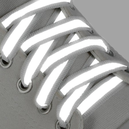 Shoe shoes, steam, flat, with a reflective strip, 10 mm, 70 cm, white color-2