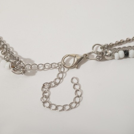 Yin-Yang's pendant-based pendant-based pendant bear, black and white color in silver, l = 55 cm-2