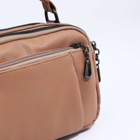 Cross-Bodi Bag on a zipper, beige color-4