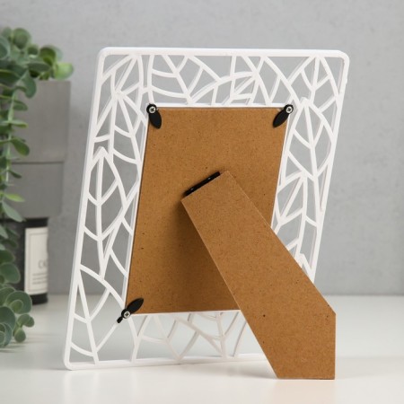 Photo frame plastic 10x15 cm "leaves" white 18x23 cm-3