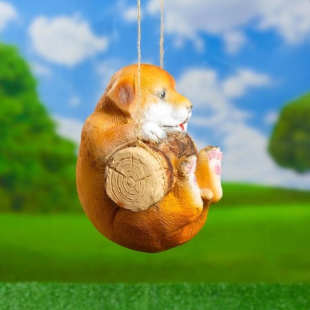 Suspended decor "Puppy on a log", 21x13x18cm-1