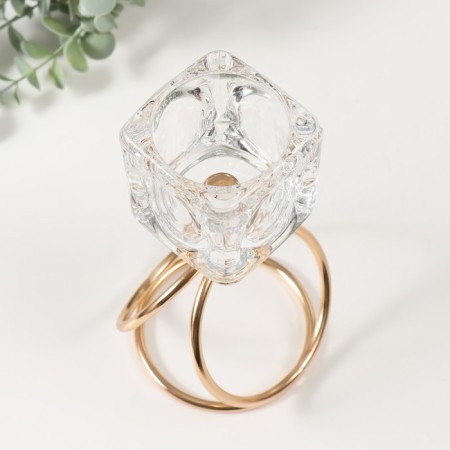 Summary metal, glass per 1 candle "Ice cube" d = 6 cm gold 10x10x19 cm-5