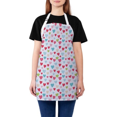 Apron kitchen with a photo print "Multi -colored hearts", adjustable, size OS