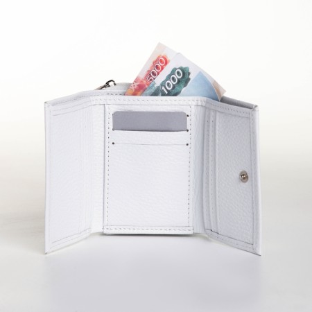 Women's wallet on the button, white color-5