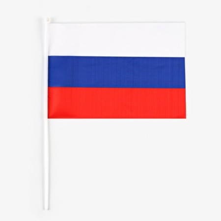Russian flag, 30 x 45 cm, rod 60 cm, polyester silk
