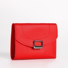 Women's wallet on the button, red color