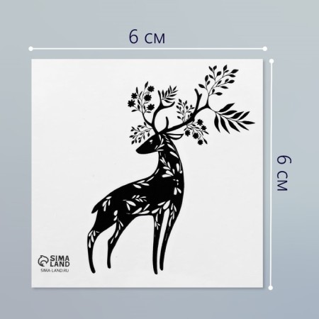 Tattoo on the body Black "Deer" 6x6 cm-1