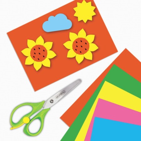 Cardboard of color A4 coated, fluorescent, 10 sheets, 5 colors, in the folder, Brauberg, "Summer"-3