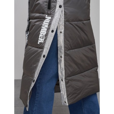 Coat insulated winter female, size 42, dark gray color-16
