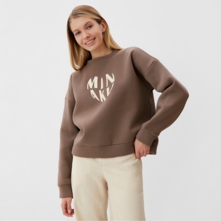Female sweatshirt Minaku: Velvet Collection Brown color, size 44
