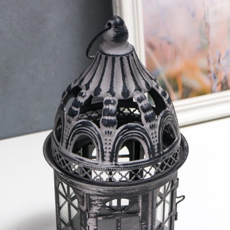 Climber Metal "Lantern - Old Castle" Black 13x13x23 cm-2