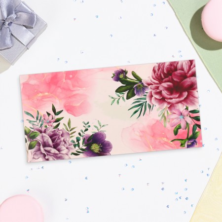 Money envelope "Universal" peonies, 16.5x8 cm