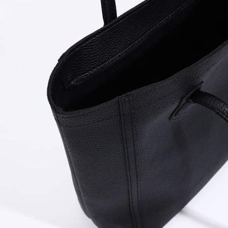 Soper bag with zipper, black color-4