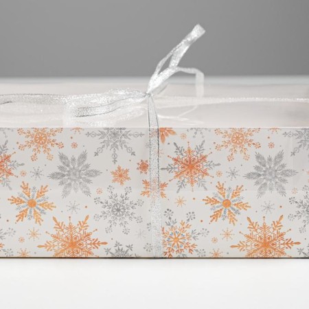 Box for Capcake "Snowflakes", 23 x 16 x 7.5 cm, New Year-2
