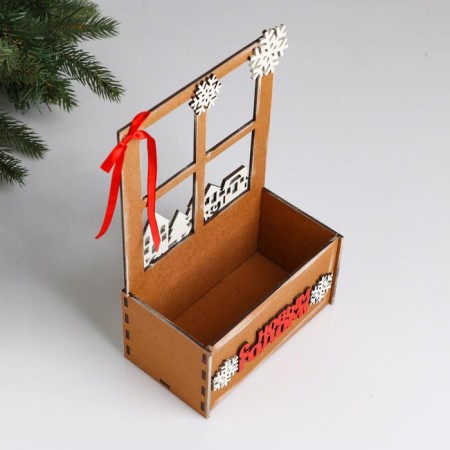 New Year. Wooden Kashpo, 15.5 × 9 × 23.5 cm "New Year", gift packaging-3