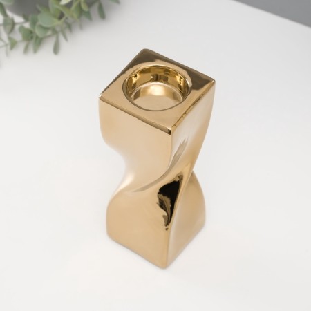Ceramics candlestick per 1 candle "bend" d = 3.5 cm gold 6.5x6.5x17.5 cm-3