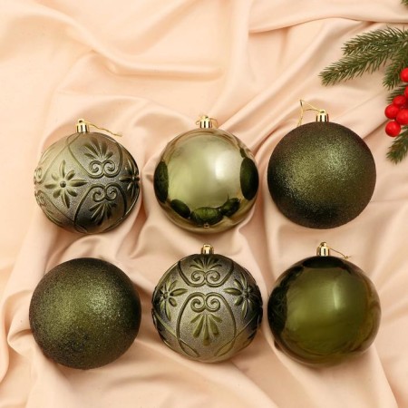 Set of balls plastic D-10 cm, 6 pcs "Amal" Green