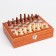 Set 7 in 1: Flaw 8 OZ, with the emblem, 4 glasses, funnel, chess, 18 x 24 cm