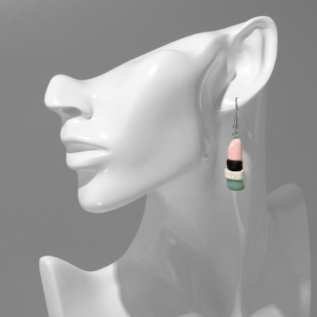 Earrings Assorted "Joy" lipstick, colored in silver-3