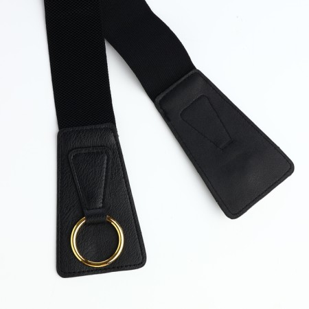 Women's belt, width 8 cm, black color-5
