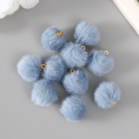 Decor for creativity Artificial fur "ball" blue-gray set 10 pcs d = 2 cm-2