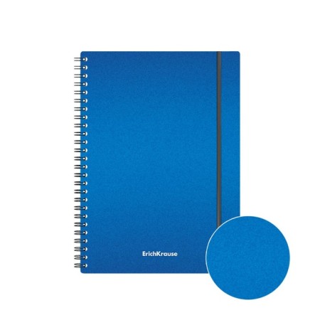 Notebook A5, 80 sheets in a cage on the crest Erichkrause "Ice Metallic", a plastic cover on an elastic band, an offset unit, white 100%, mix-2