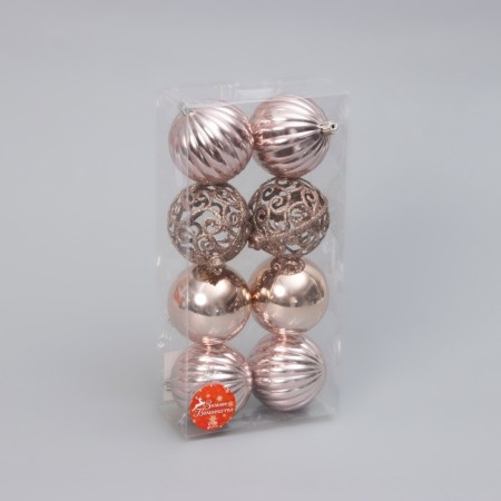 Set of balls plastic D-8 cm, 8 pcs "openwork"-1