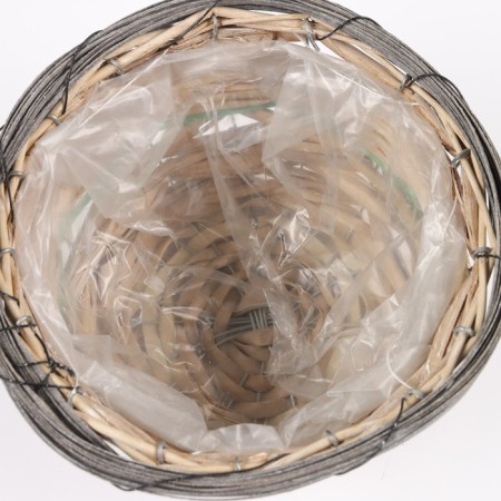 Kashpo wicker, 21x21x12, light gray-2