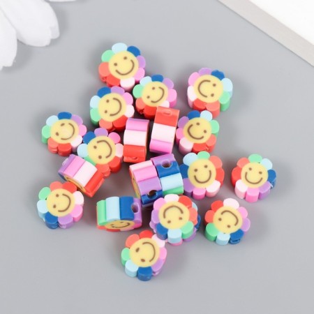 Beads for the creativity of PVC "Flower Smail" Rainbow set 20 pcs 1x1x1 cm-2