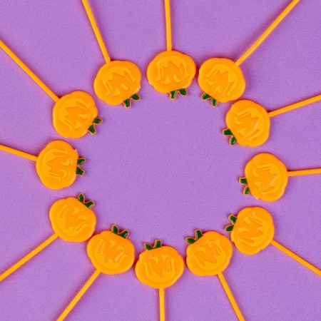 Pumpkin skewers, 12 pieces in a set, orange color