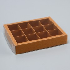 Box for 12 sweets, 19 x 15 x 3.5 cm. Confectionery packaging