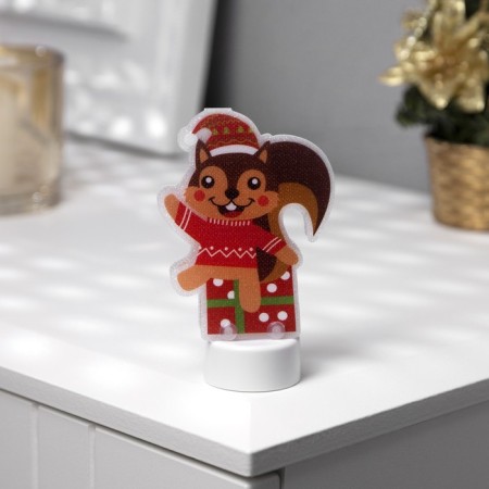 Light picture on the stand "Squirrel" 11 cm, batteries, glow warm white-1