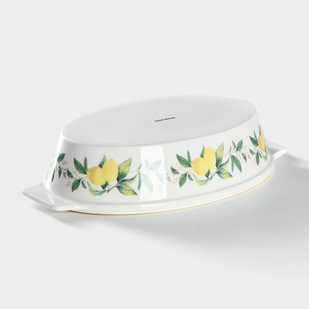 Form for baking of heat -resistant ceramics oval shade "lemon", 30.5 × 18 cm, white color-2