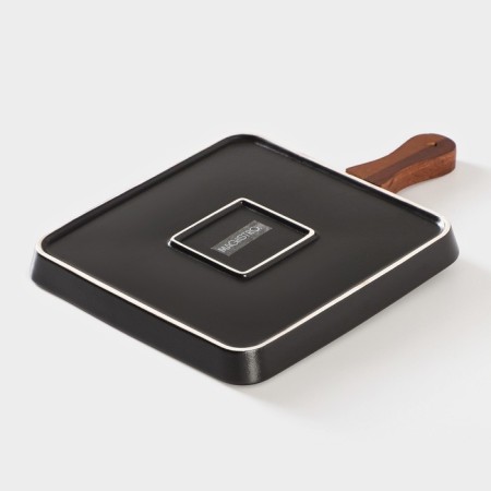 Porcelain dish for serving with a bamboo handle Magistro "Galaxy", 30 × 20.5 × 2.3 cm, black color is black-2