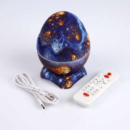 Light device "Dinosaurian egg" 10 cm, speaker, removable hemisphere, glow of RGB, remote control, USB, blue-18